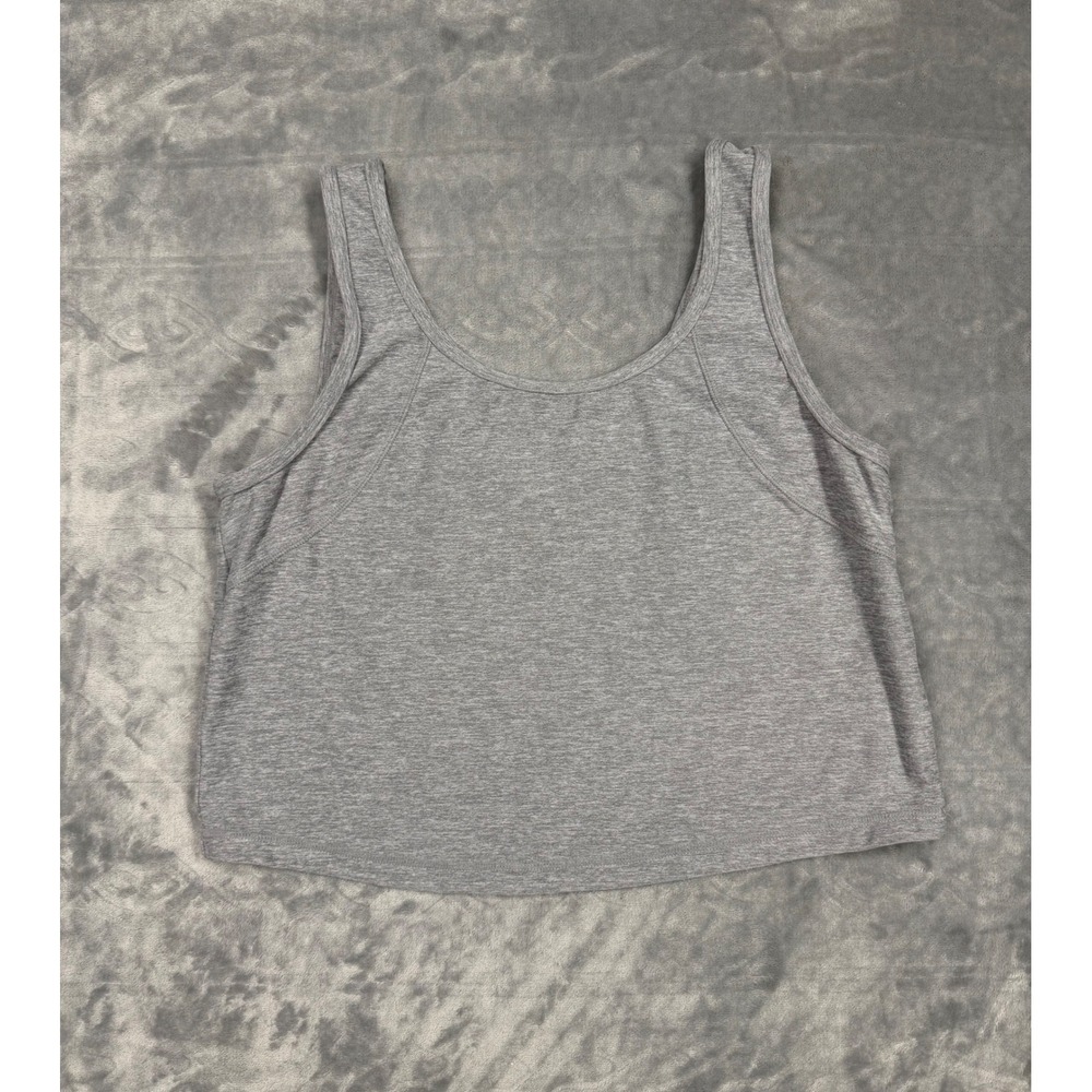 FLX Travel Leisure Gray Crop Tank Top Womens XS Heathered Activewear Scoop Neck